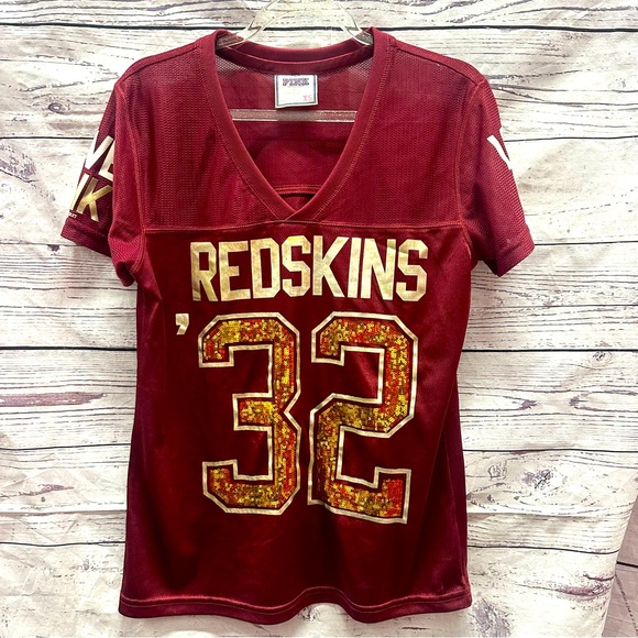 Victoria Secret Pink Burgundy Redskin "32" Jersey Size Small - Picture 1 of 3